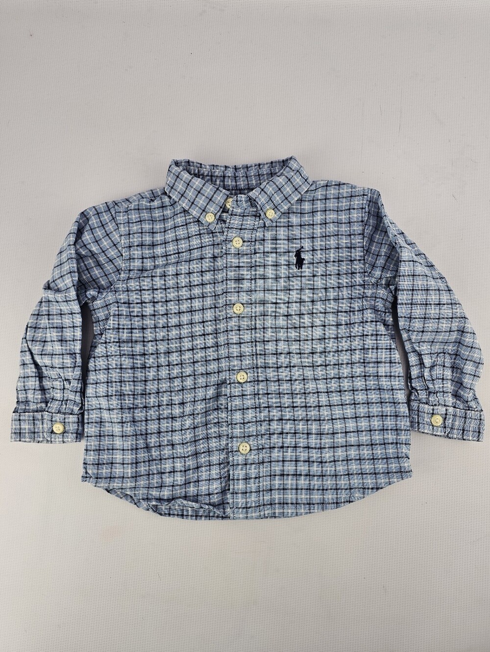 Polo Ralph Lauren Baby Boy Blue Plaid Cotton Long-sleeve Button-Down Shirt 9M